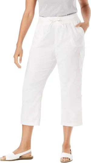Woman Within Plus Size Petite Convertible Length Cargo Capri/Bermuda