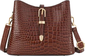 Women Fashion Shoulder Handbag Purse Alligator Embossing Messenger Purse Small Satchel Bags Brown