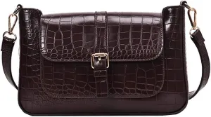 Women Fashion Shoulder Handbag Purse Alligator Embossing Messenger Purse Small Satchel Bags Brown