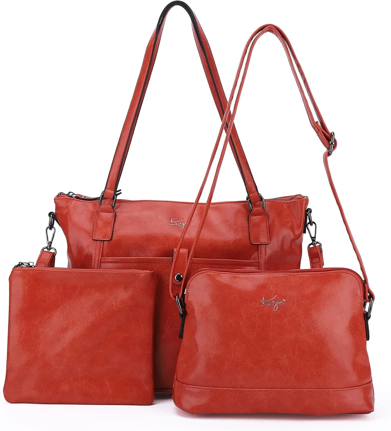 Women Fashion Vegan Leather Tote Handbags Wallet Shoulder Bag Top Handle Satchel Purse Sets