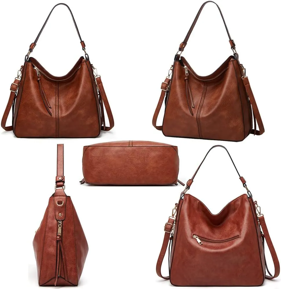Women Handbags and Purse Sets Vegan Leather Tote Bags Fashion Hobo Bags Shoulder Bag Satchel Handbag Zip Wallet 2Pcs