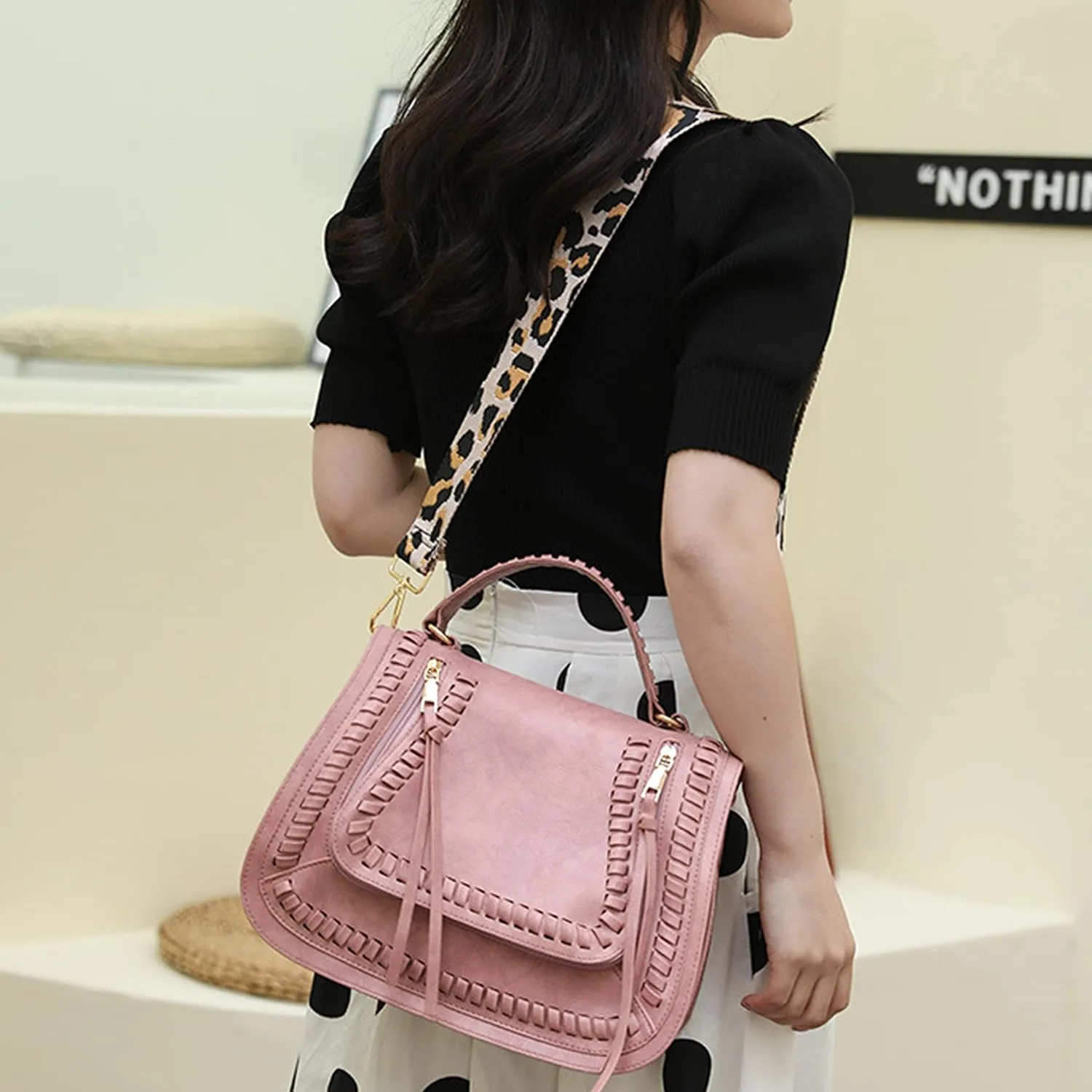 Women Messenger Bag Retro Shoulder Bag Female Shopping Width Shoulder Strap Crossbody Bag