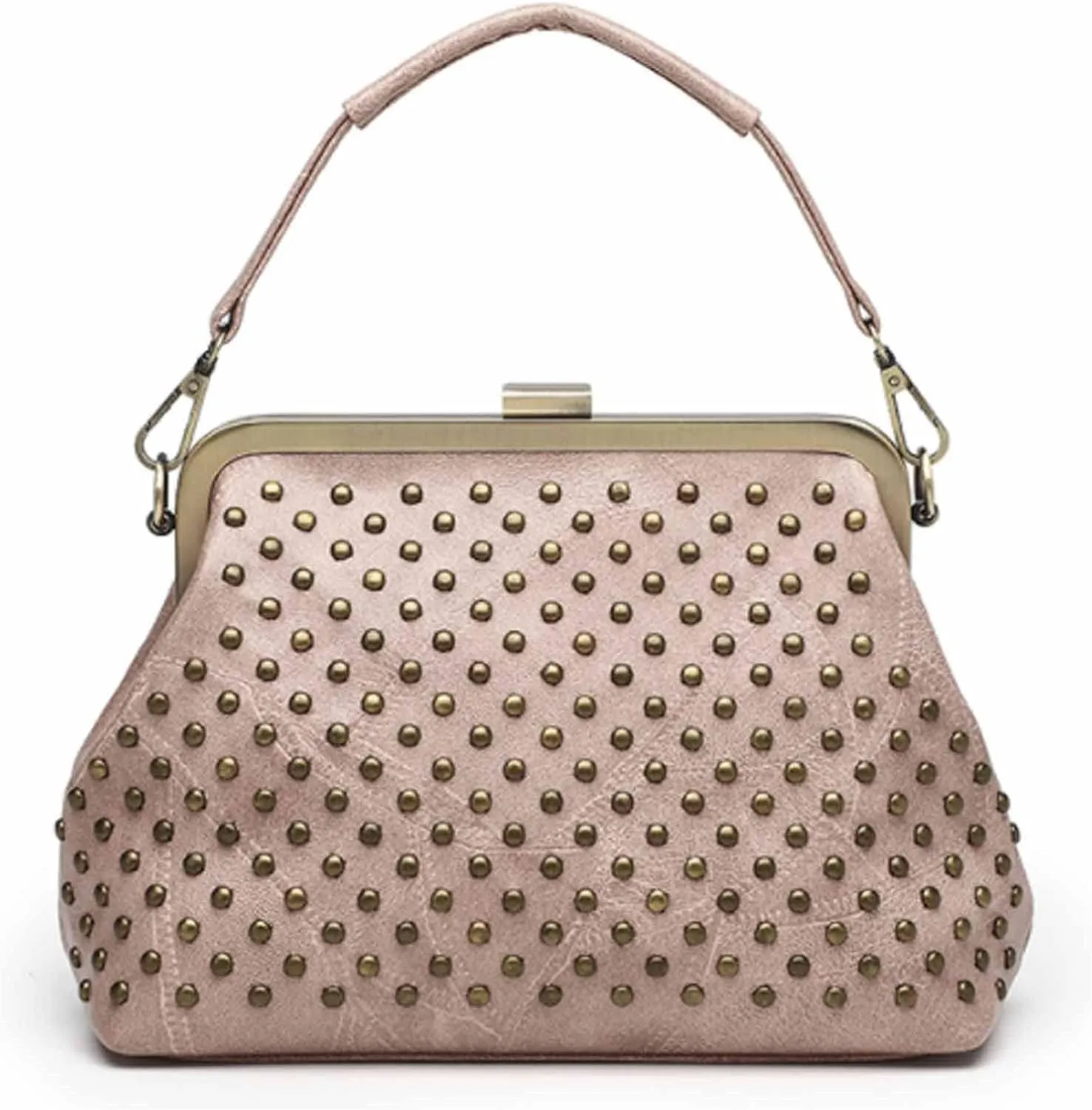 Women Retro Purse Top-handle Handbag Rivet Small Shoulder Crossbody Bag PU Leather Tote Satchel