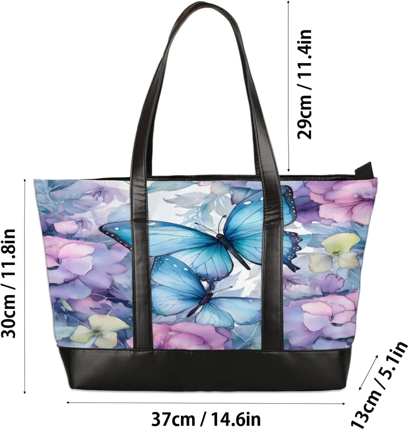 Women Tote Bag with Zipper, Shopper Handbag Travel Purse, PU Leather Laptop Tote Bags, Weekender Tote Bags