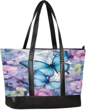 Women Tote Bag with Zipper, Shopper Handbag Travel Purse, PU Leather Laptop Tote Bags, Weekender Tote Bags