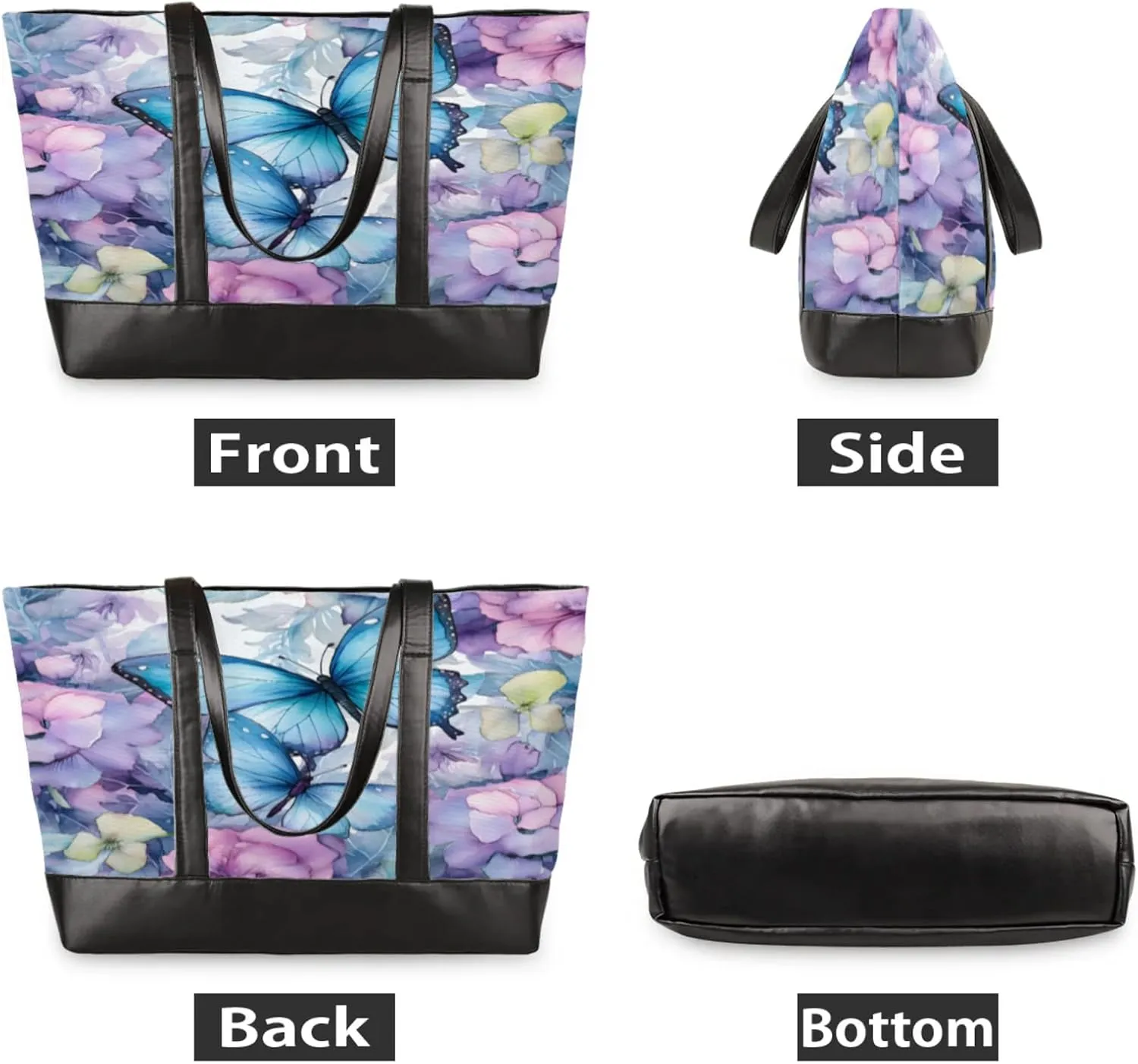 Women Tote Bag with Zipper, Shopper Handbag Travel Purse, PU Leather Laptop Tote Bags, Weekender Tote Bags