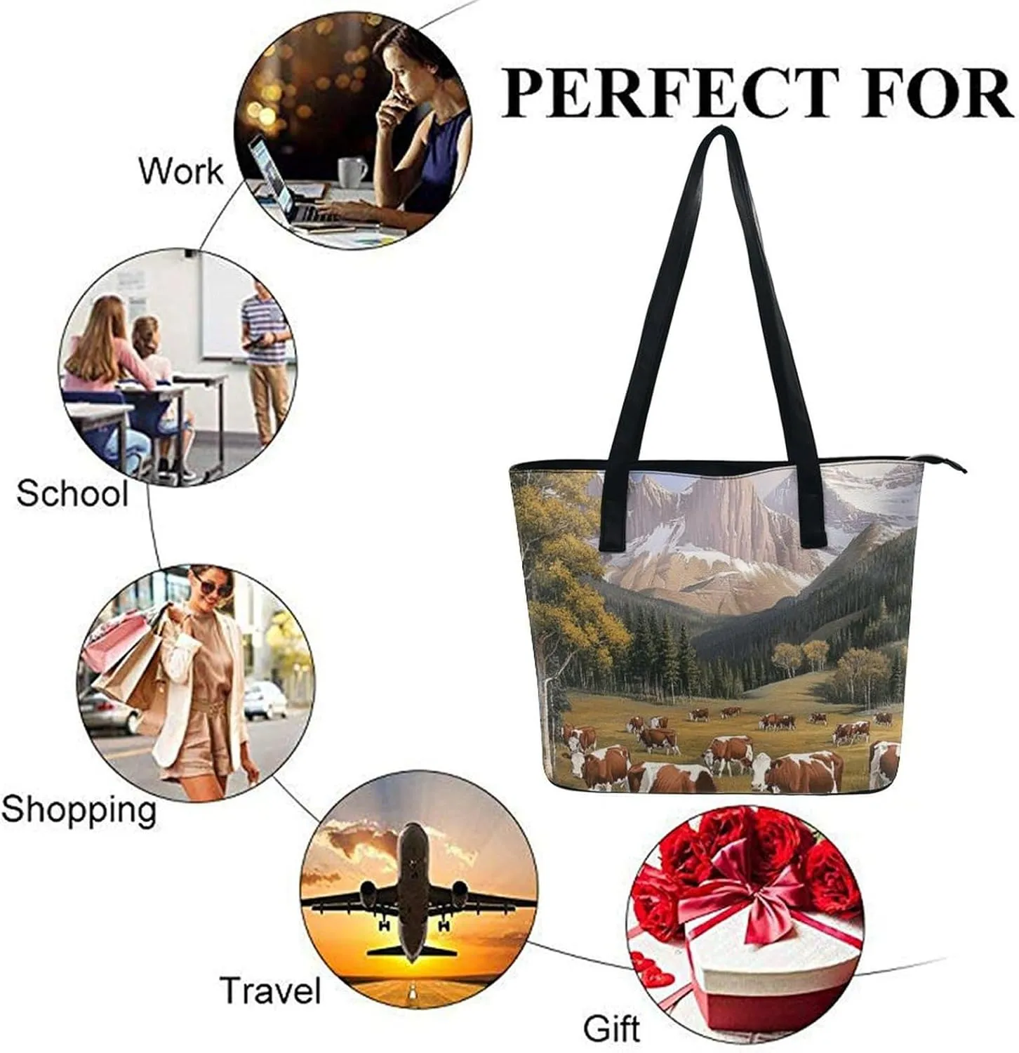Women Tote Bags Handbags PU Leather Shoulder Casual Handbags