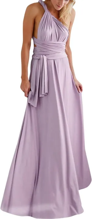 Women Transformer Evening Long Prom Dress Multi-Way Wrap Convertible Floor Length Wedding Halter Maxi Gown High Elasticity