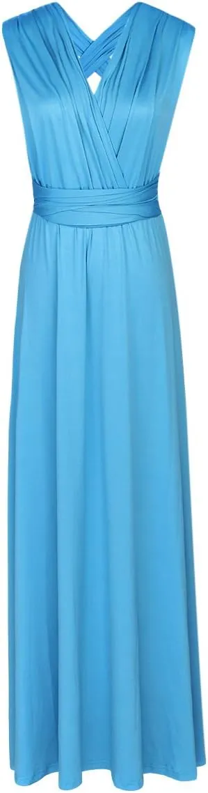 Women Transformer Evening Long Prom Dress Multi-Way Wrap Convertible Floor Length Wedding Halter Maxi Gown High Elasticity