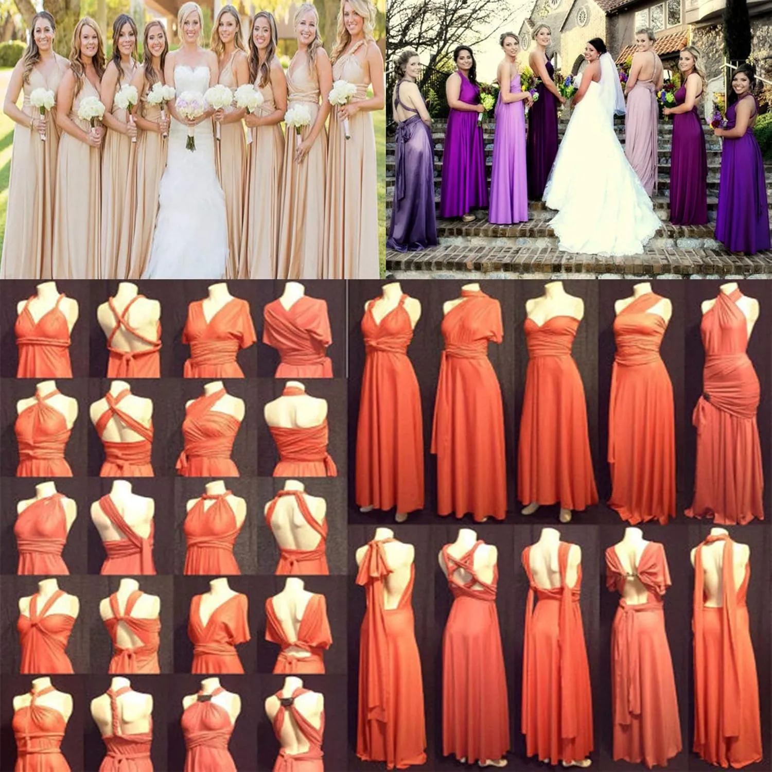 Women Transformer Evening Long Prom Dress Multi-Way Wrap Convertible Floor Length Wedding Halter Maxi Gown High Elasticity