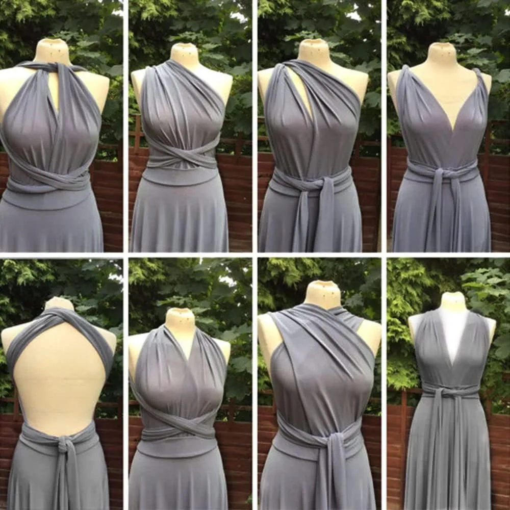 Women Transformer Evening Long Prom Dress Multi-Way Wrap Convertible Floor Length Wedding Halter Maxi Gown High Elasticity