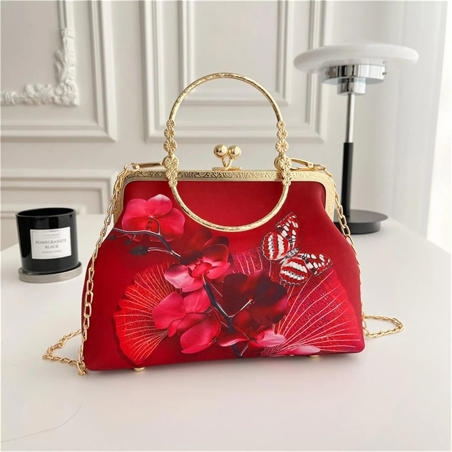 Women Vintage Crossbody Purses Kiss Lock Shoulder Bag Retro Handbag Wallet Purses