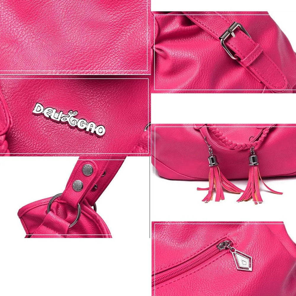 Women Vintage Large Bag Top-handle Handbags Casual Soft leather Shoulder Bags Tote Messenger Purse