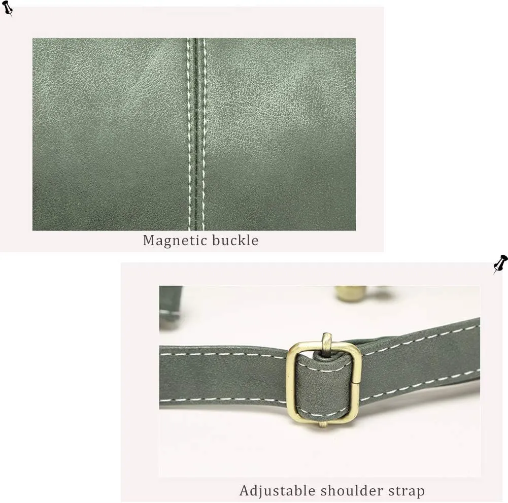 Women Vintage Small Retro Handbags Kiss Lock Crossbody Purse Frosted Leather Messenger Bag Tote