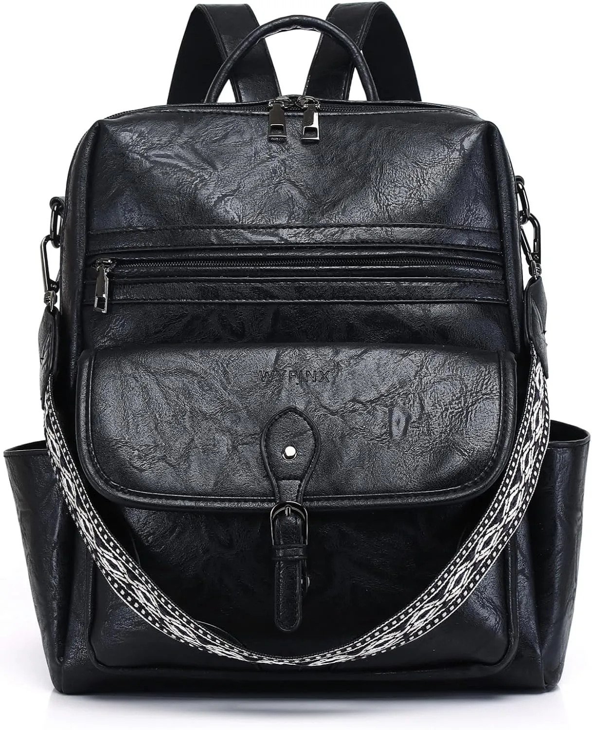 Womens Backpack Purse Leather Backpack Fashion Travel Ladies Convertible Shoulder Bag Casual Designer Handbag Black