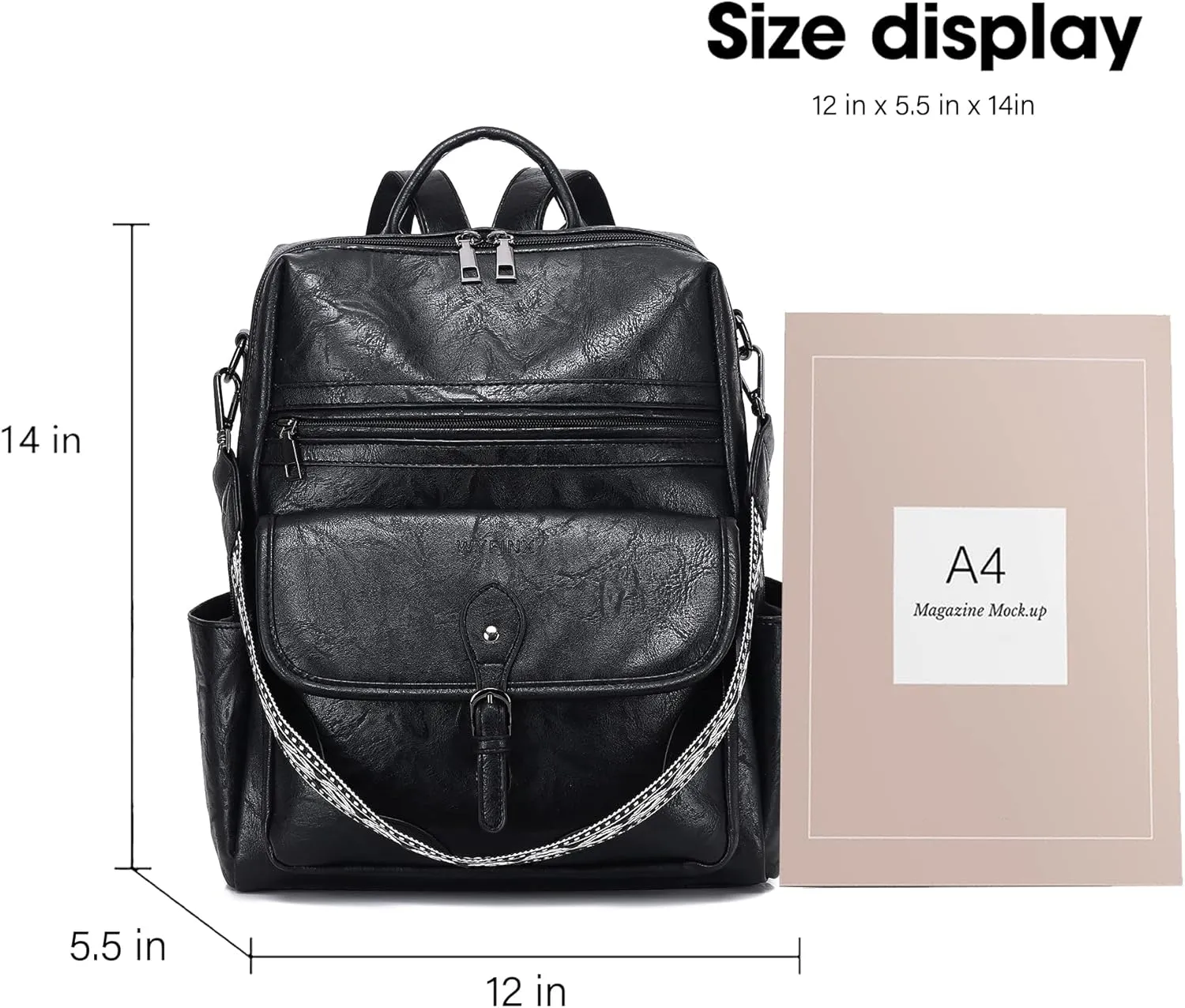 Womens Backpack Purse Leather Backpack Fashion Travel Ladies Convertible Shoulder Bag Casual Designer Handbag Black