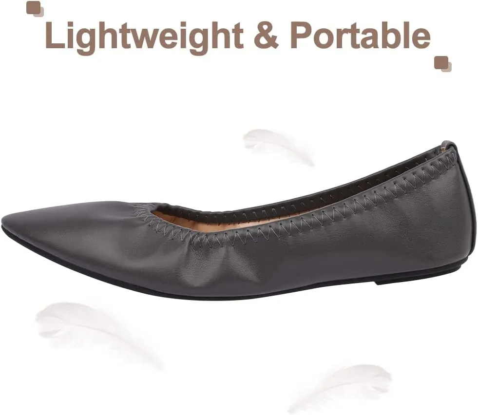 Women's Ballet Flat Slip On Flats - Classic Casual Dress Shoes, Foldable Portable Travel Ballet Walking Shoes