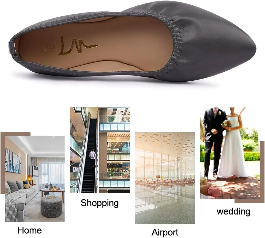 Women's Ballet Flat Slip On Flats - Classic Casual Dress Shoes, Foldable Portable Travel Ballet Walking Shoes