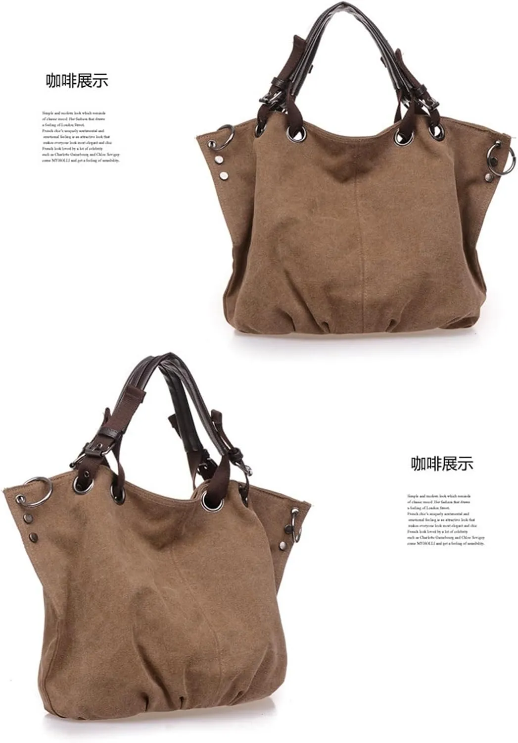 Women's Canvas Bag Large Capacity Handbag Shoulder Messenger Bag(D)