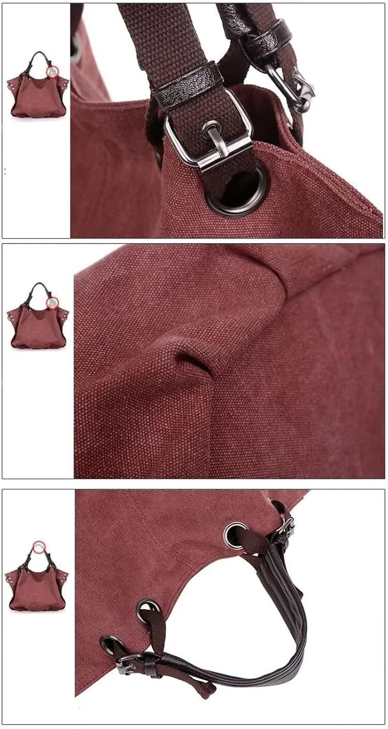 Women's Canvas Bag Large Capacity Handbag Shoulder Messenger Bag(D)