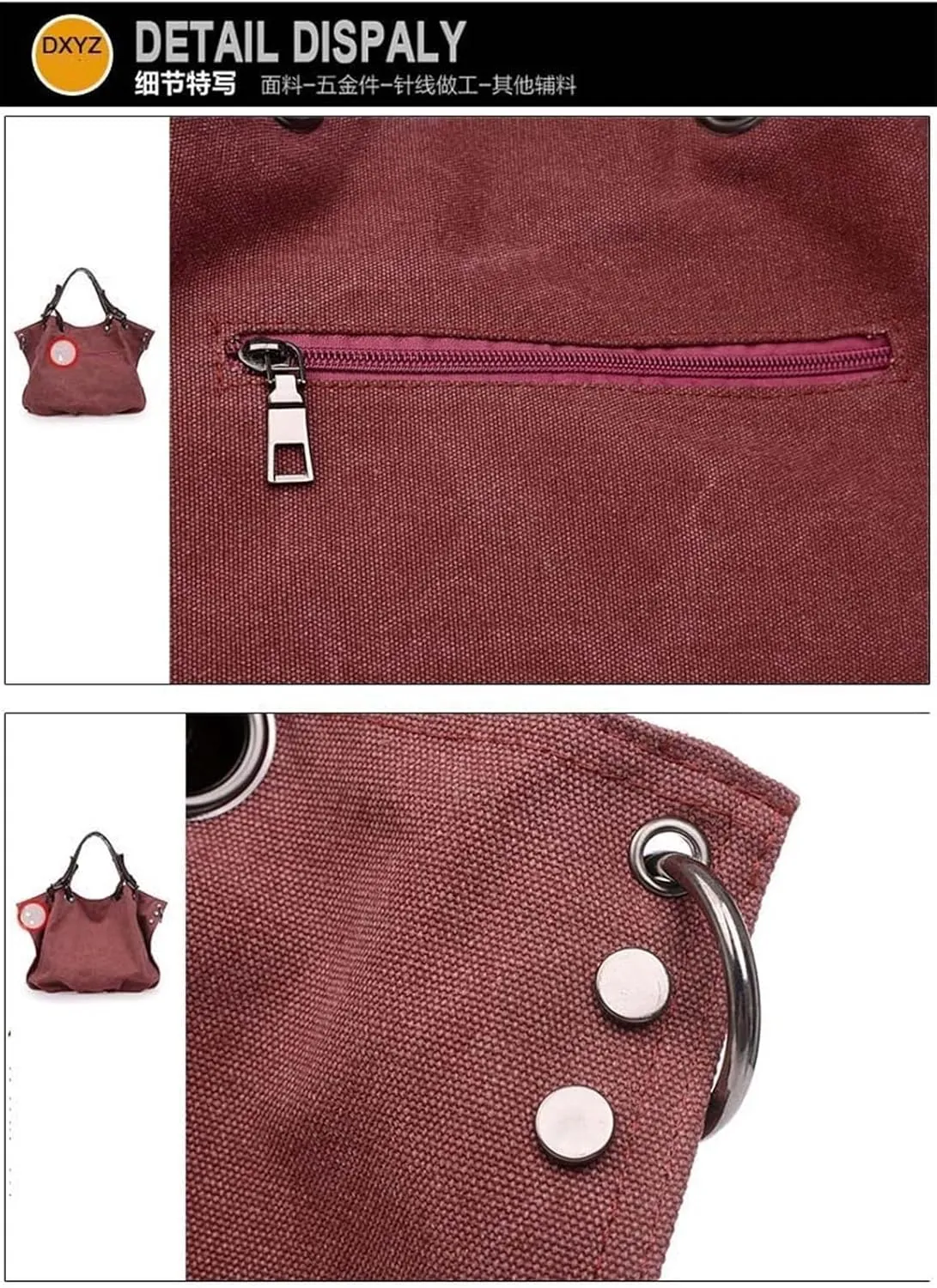 Women's Canvas Bag Large Capacity Handbag Shoulder Messenger Bag(D)