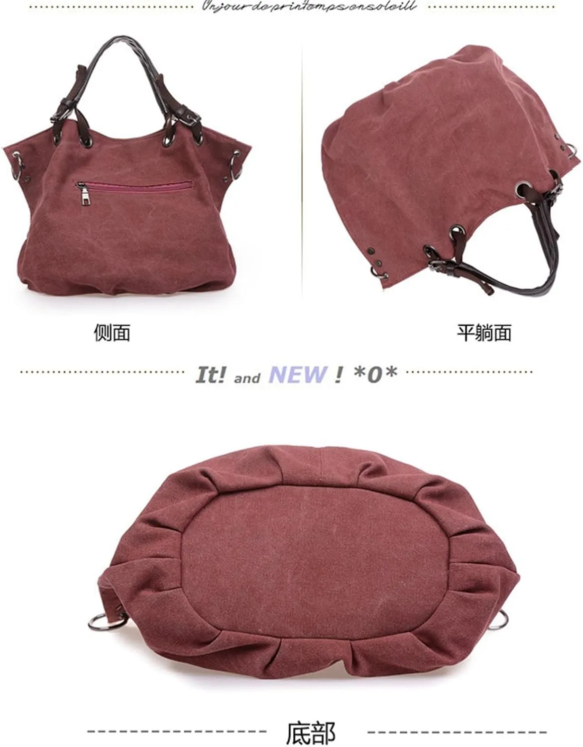 Women's Canvas Bag Large Capacity Handbag Shoulder Messenger Bag(D)