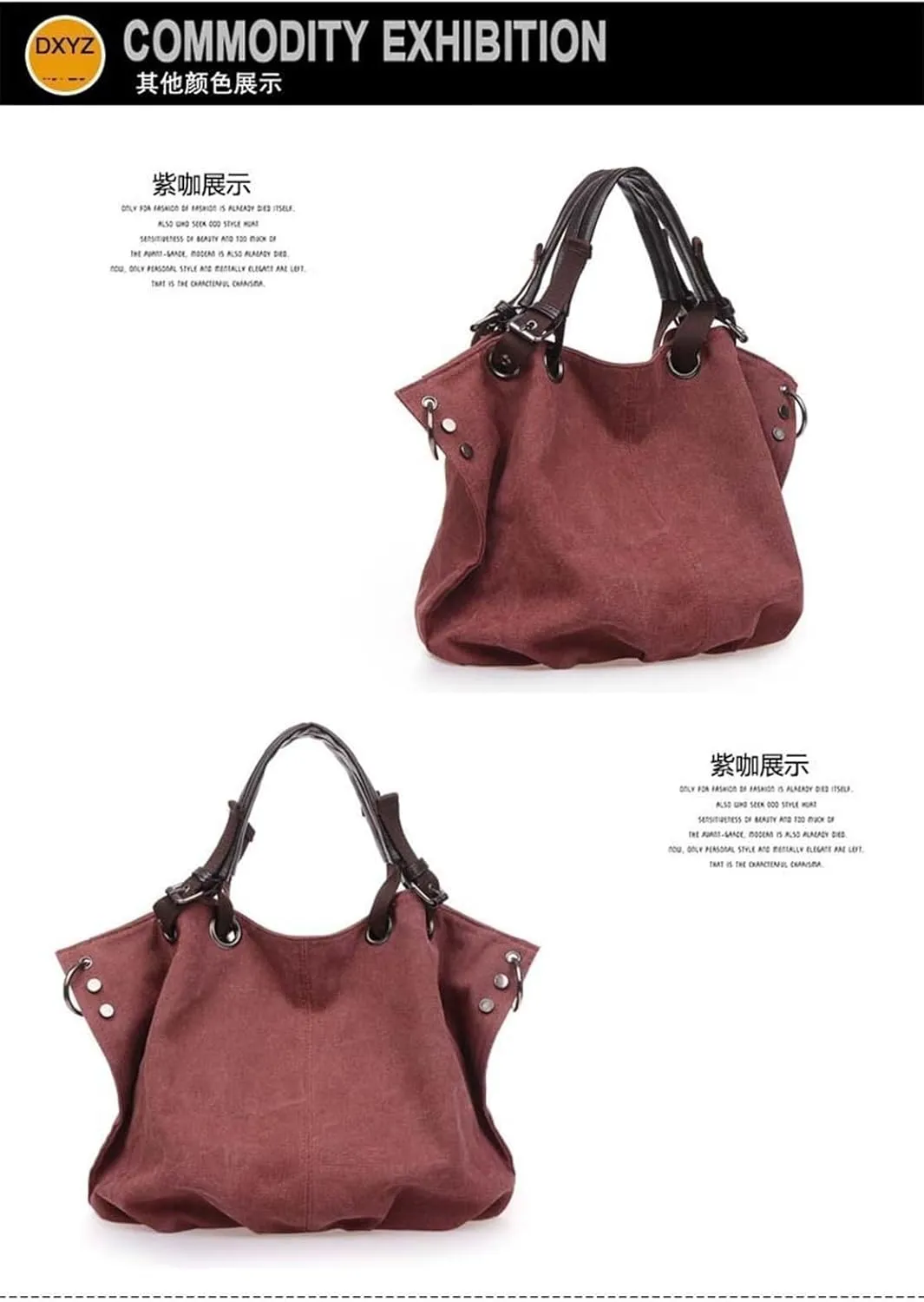 Women's Canvas Bag Large Capacity Handbag Shoulder Messenger Bag(D)