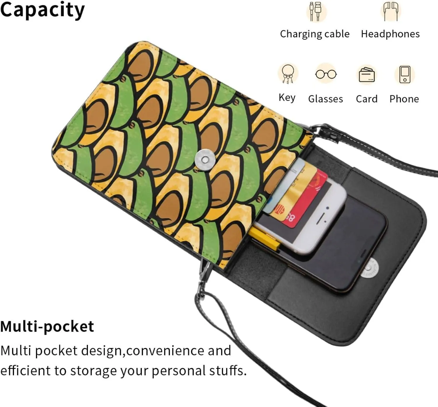 Womens Crossbody Bags Dandelion Pattern Phone Bag Wallet Purses Adjustable Strap