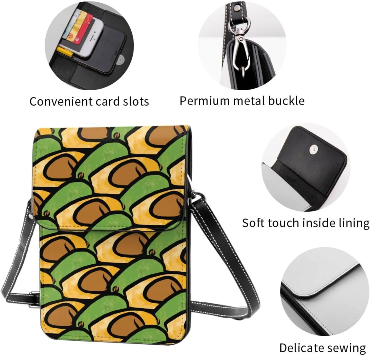 Womens Crossbody Bags Dandelion Pattern Phone Bag Wallet Purses Adjustable Strap