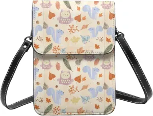 Womens Crossbody Bags Forest Animal Pattern Phone Bag Wallet Purses Adjustable Strap