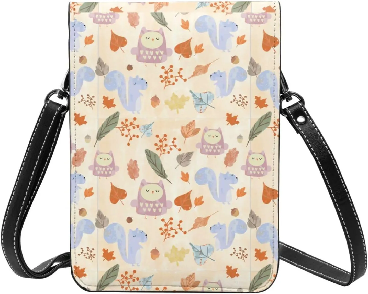 Womens Crossbody Bags Forest Animal Pattern Phone Bag Wallet Purses Adjustable Strap