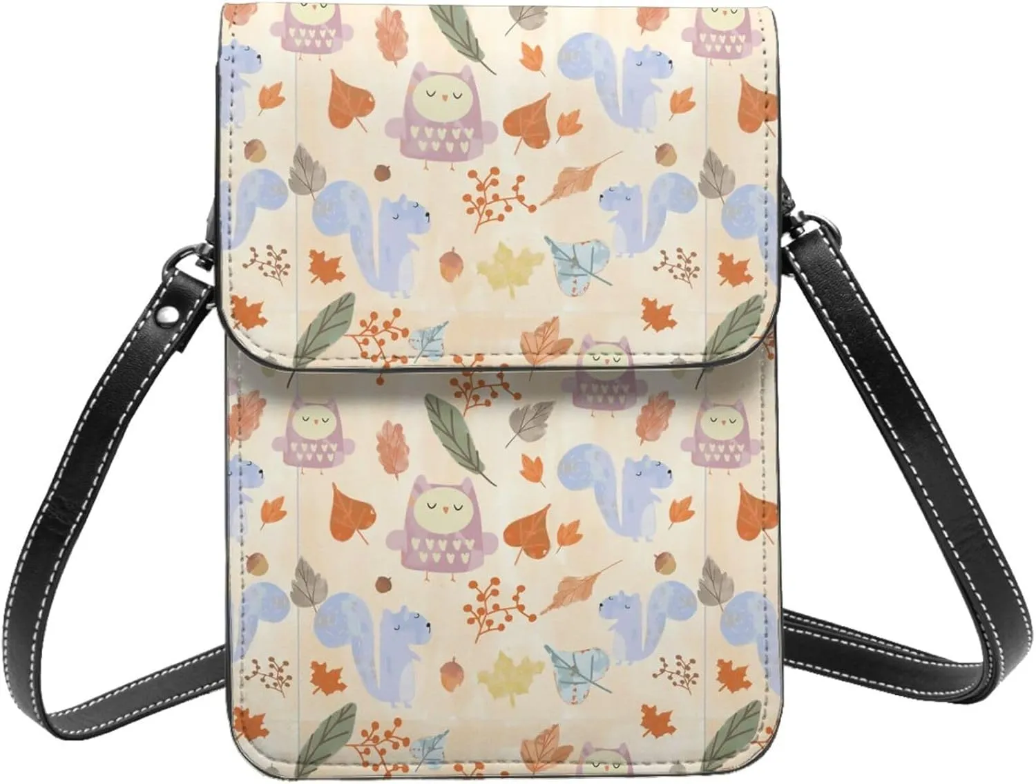 Womens Crossbody Bags Forest Animal Pattern Phone Bag Wallet Purses Adjustable Strap