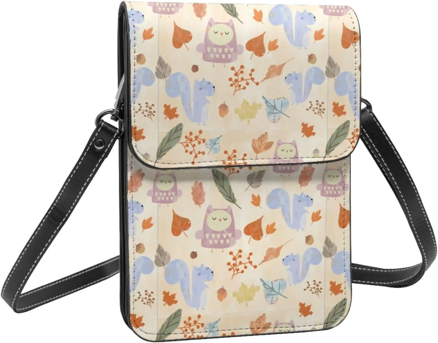 Womens Crossbody Bags Forest Animal Pattern Phone Bag Wallet Purses Adjustable Strap