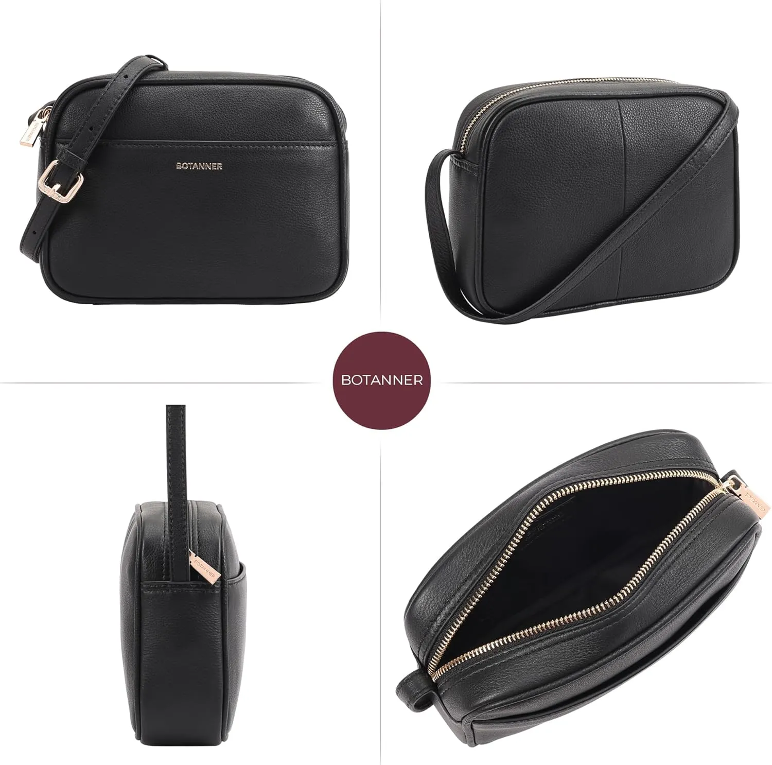 Women's Elegant Genuine Leather Crossbody Bag - Versatile Design, Adjustable Strap, Top Zip Closer, Light & Chic