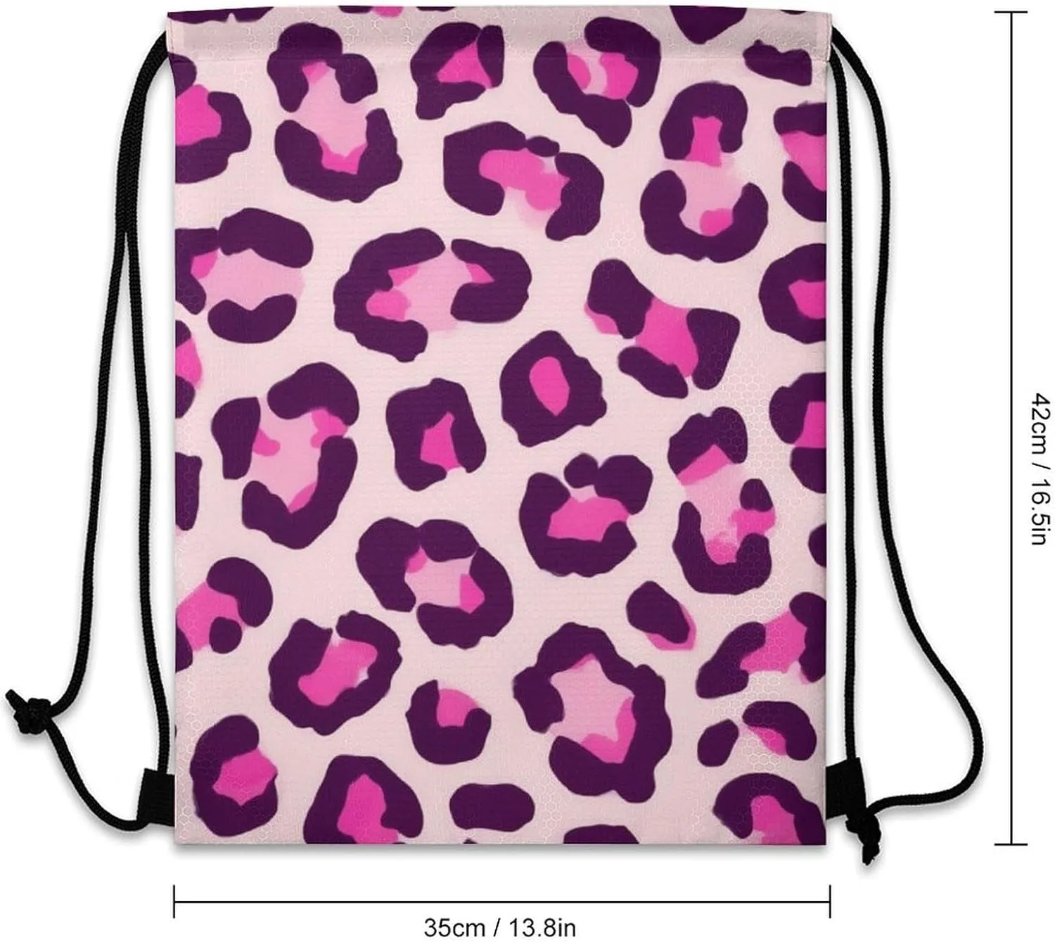 Women's Handbag Drawstring Bag, Novelty Waterproof Lightweight Backpack, Cheetah Leopard Print Floral Pink Large Capacity Shopping Storage Pouch Sports Bags for Yoga