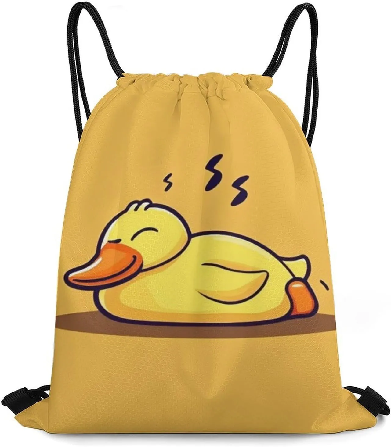 Women's Handbag Drawstring Bag, Novelty Waterproof Lightweight Backpack, Cute Funny Sleeping Duck Yellow Large Capacity Shopping Storage Pouch Sports Bags for Yoga