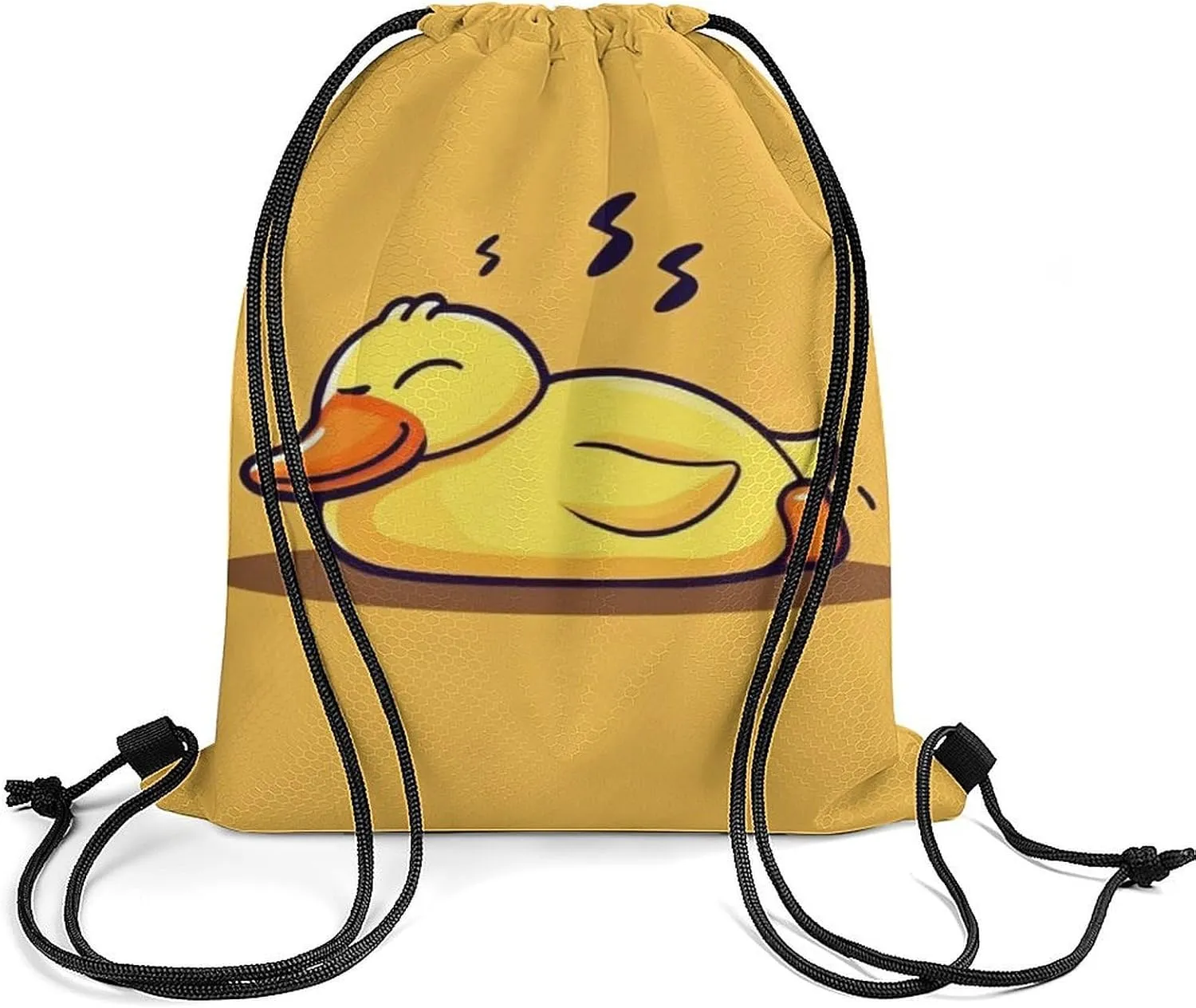 Women's Handbag Drawstring Bag, Novelty Waterproof Lightweight Backpack, Cute Funny Sleeping Duck Yellow Large Capacity Shopping Storage Pouch Sports Bags for Yoga