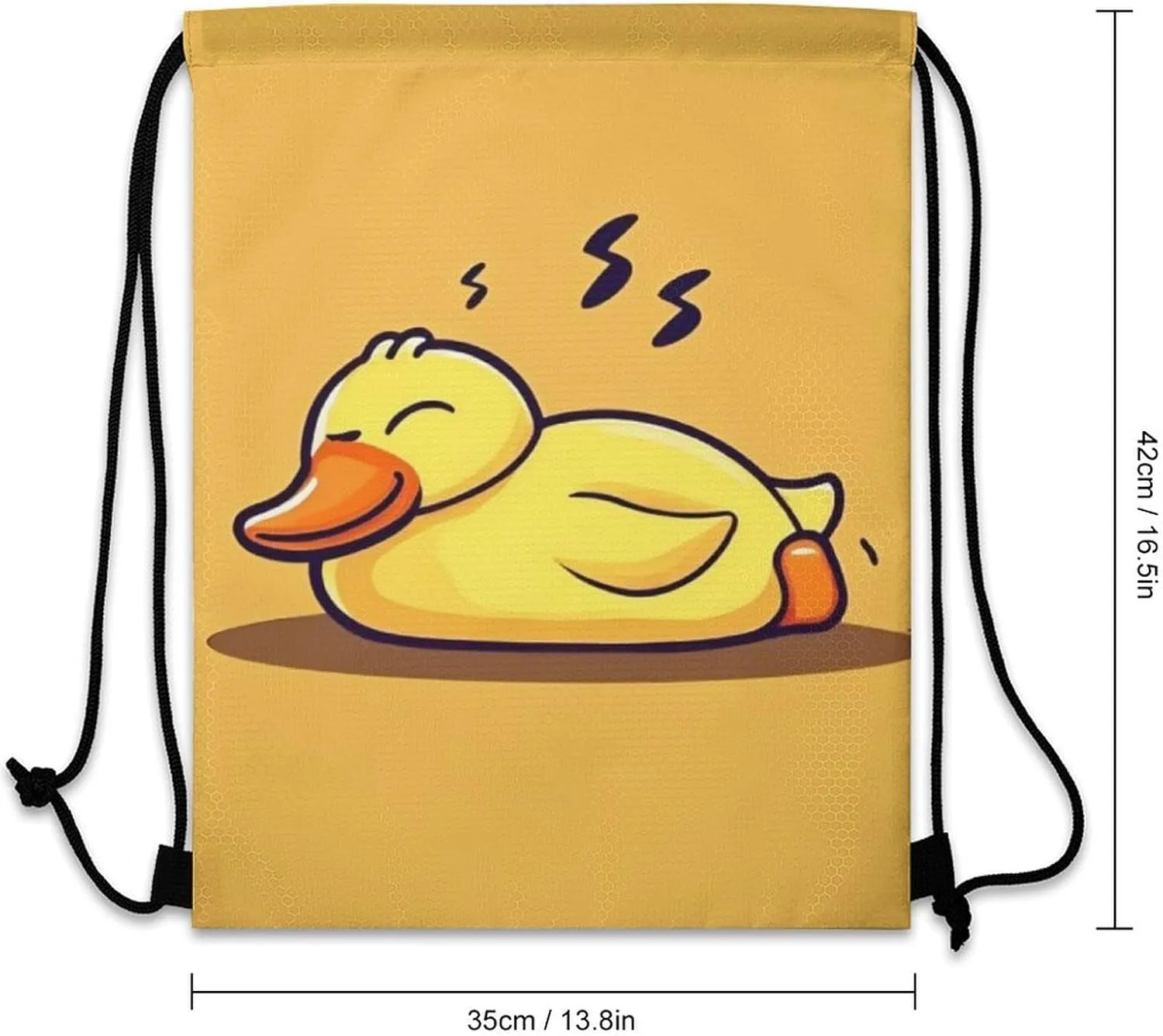 Women's Handbag Drawstring Bag, Novelty Waterproof Lightweight Backpack, Cute Funny Sleeping Duck Yellow Large Capacity Shopping Storage Pouch Sports Bags for Yoga