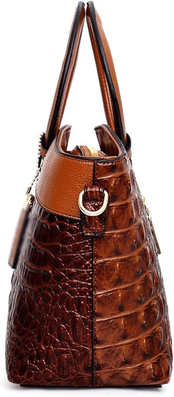 Women's Handbags Handbags Women Bags Designer Crocodile Woman Leather Handbag Ladies Green Party Tote Shoulder Bags(Black)