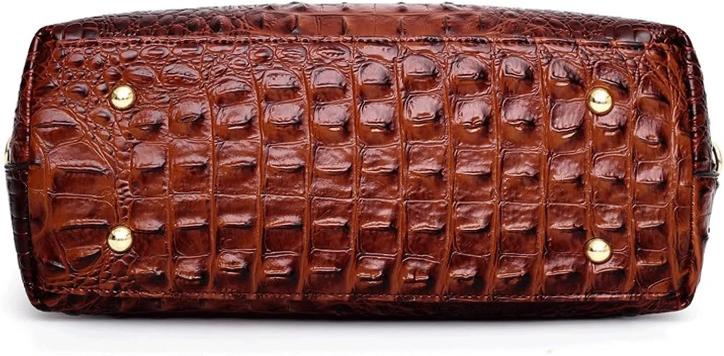 Women's Handbags Handbags Women Bags Designer Crocodile Woman Leather Handbag Ladies Green Party Tote Shoulder Bags(Black)