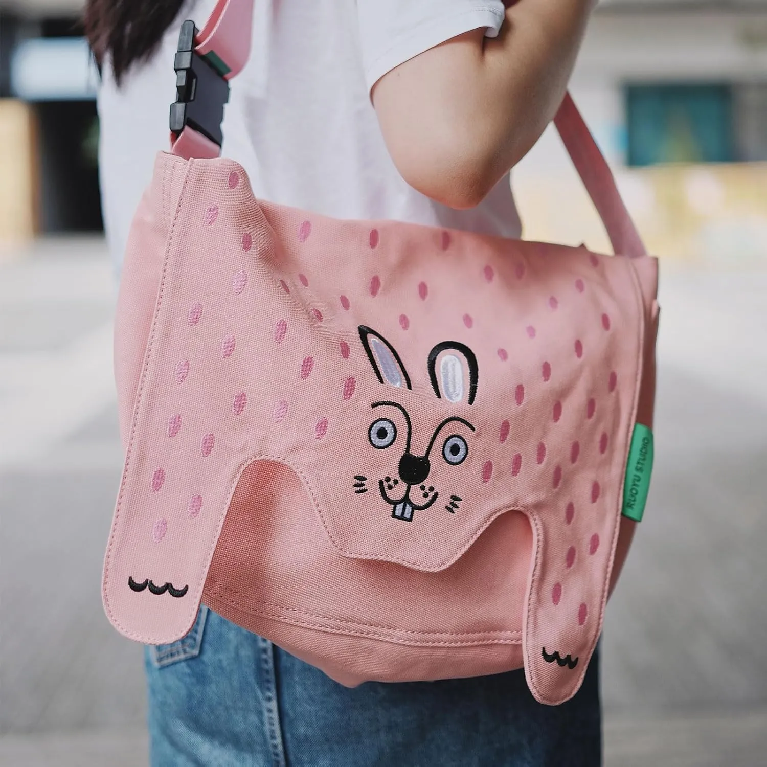 Women's original crossbody canvas bag with animal theme: for gym, travel, laptop and umbrella - stylish and practical
