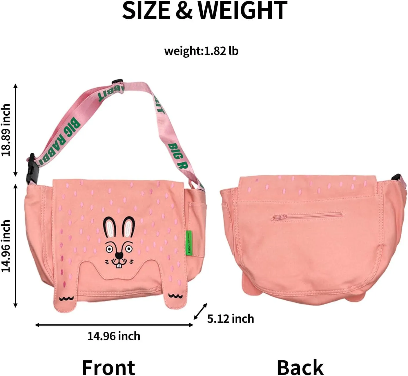 Women's original crossbody canvas bag with animal theme: for gym, travel, laptop and umbrella - stylish and practical