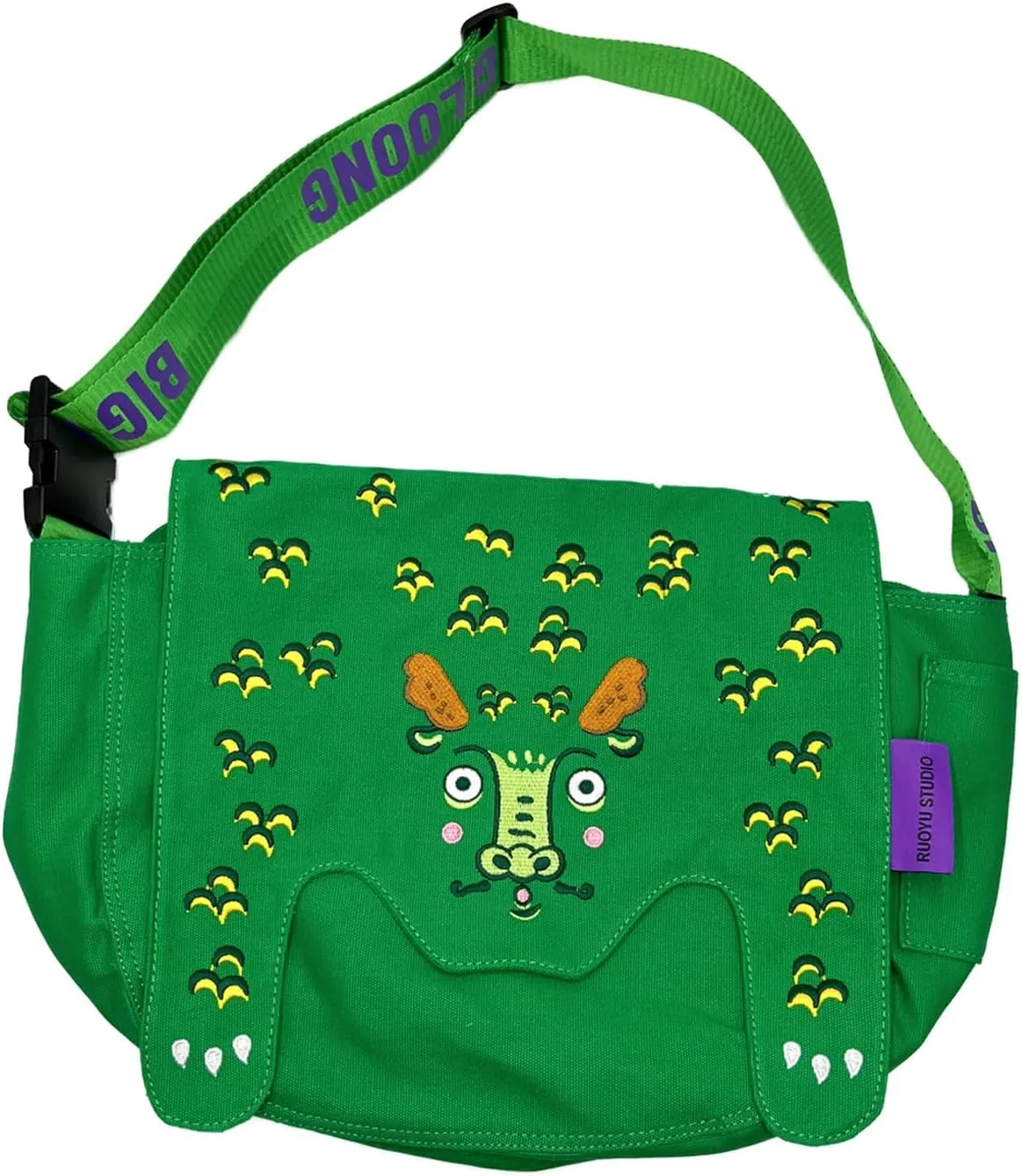 Women's original crossbody canvas bag with animal theme: for gym, travel, laptop and umbrella - stylish and practical