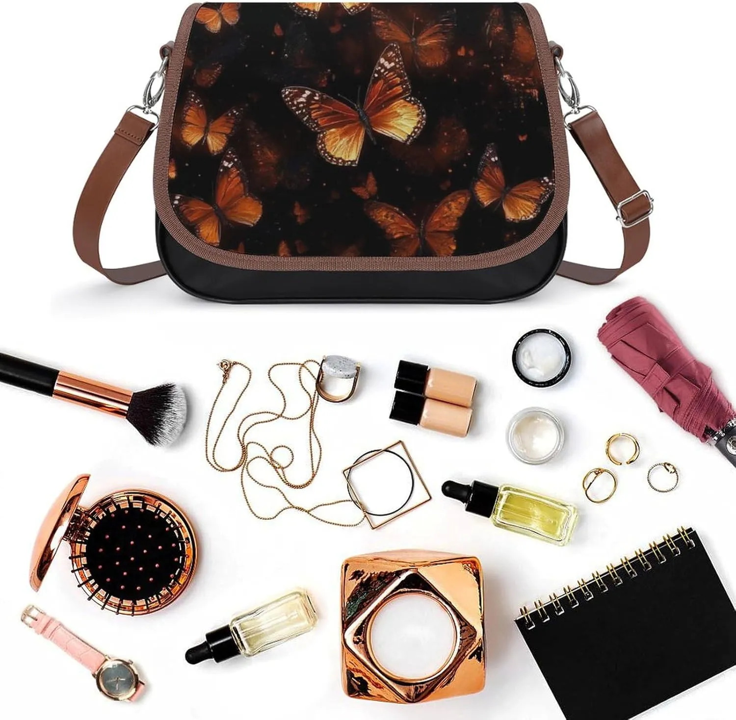 Womens PU Leather Crossbody Bag Lightweight Cellphone Purse Handbags with Adjustable Strap