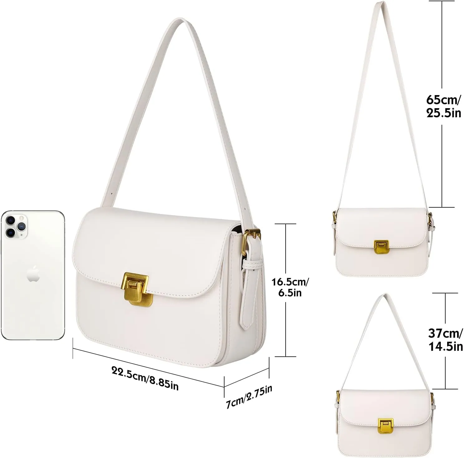 Women's Shoulder Bag Messenger Handbag Preppy Style Female Crossbody Bag Retro Purse Designer Briefcase (Beige)