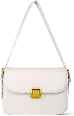 Women's Shoulder Bag Messenger Handbag Preppy Style Female Crossbody Bag Retro Purse Designer Briefcase (Beige)