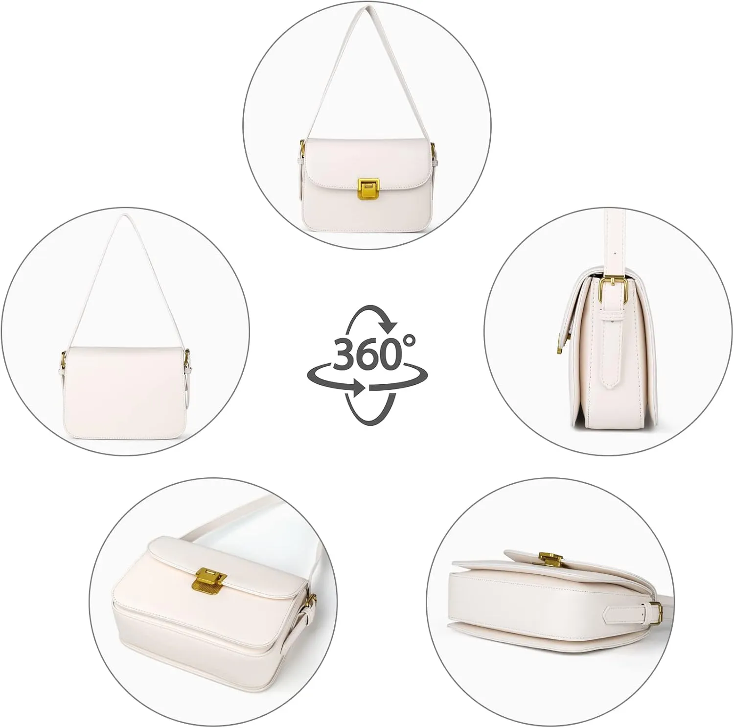 Women's Shoulder Bag Messenger Handbag Preppy Style Female Crossbody Bag Retro Purse Designer Briefcase (Beige)