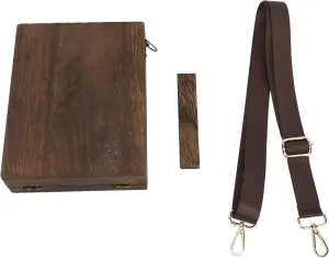 Wooden Box Retro Writers Messenger Portable Writing Storage Handmade Postman Bag Carbonized Brown
