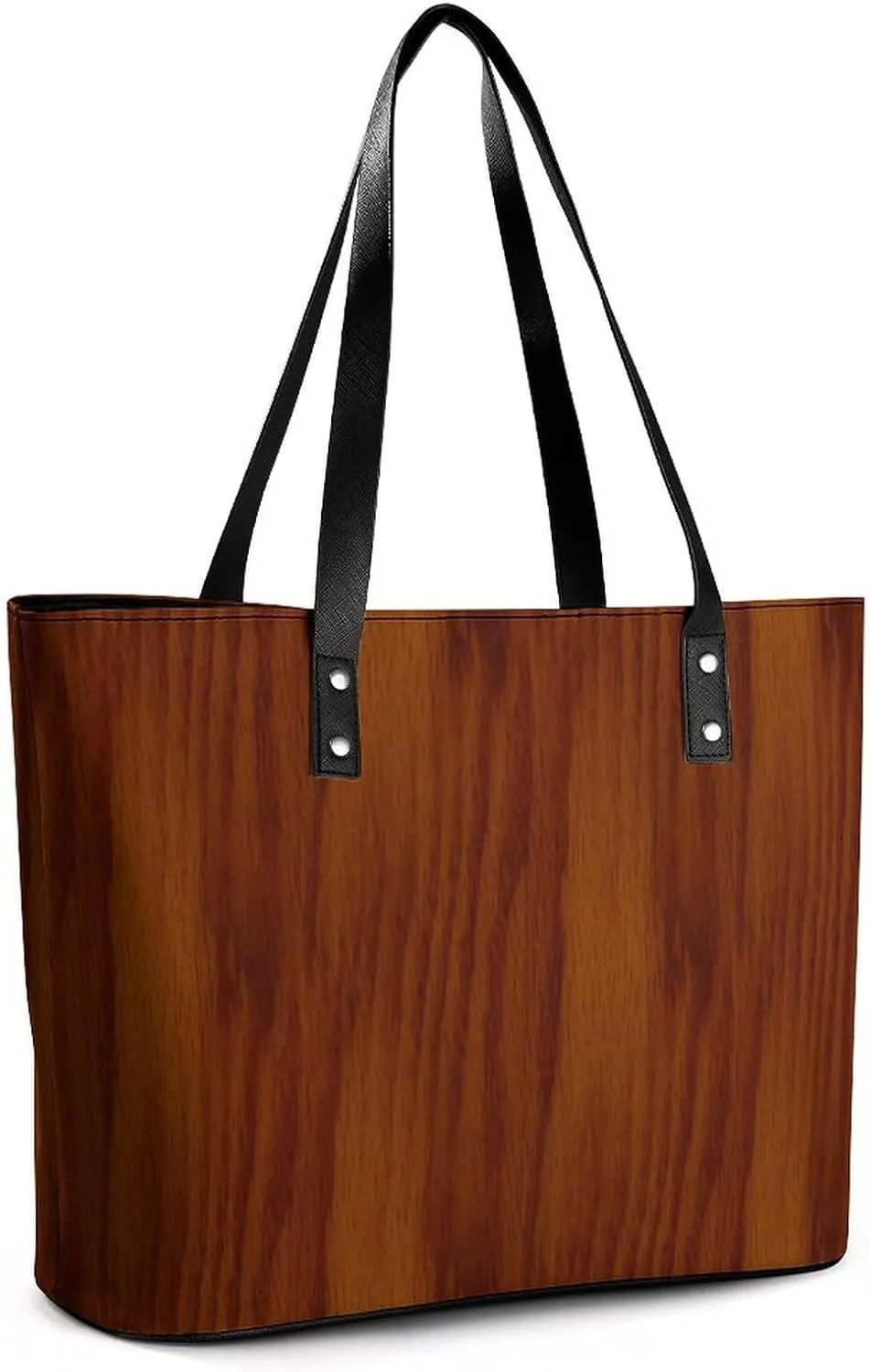 Wooden Wood Planks Large Capacity Portable Leather Handbag