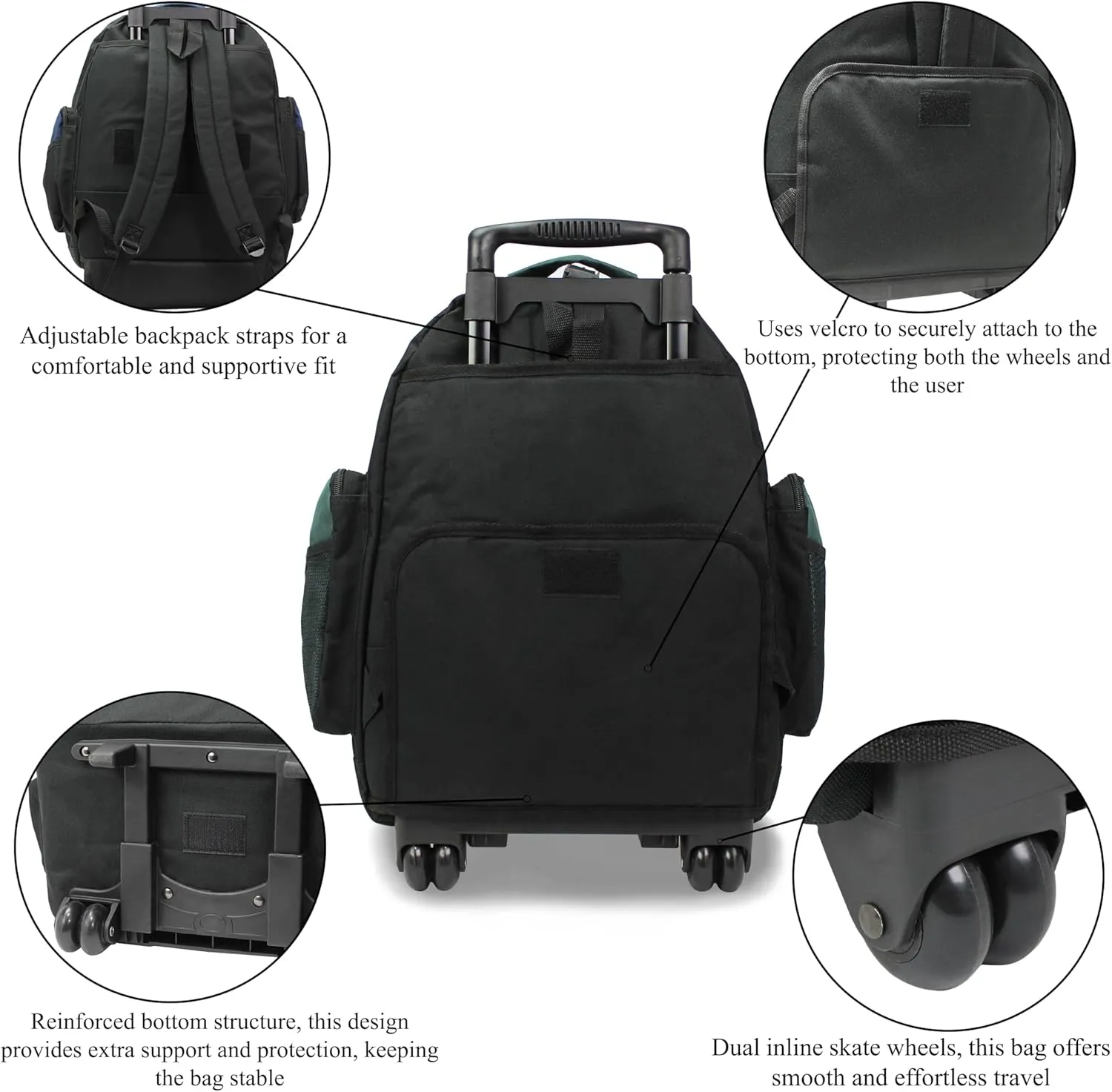 World Traveler Transworld 22-Inch Carry-On Rolling Backpack, Green